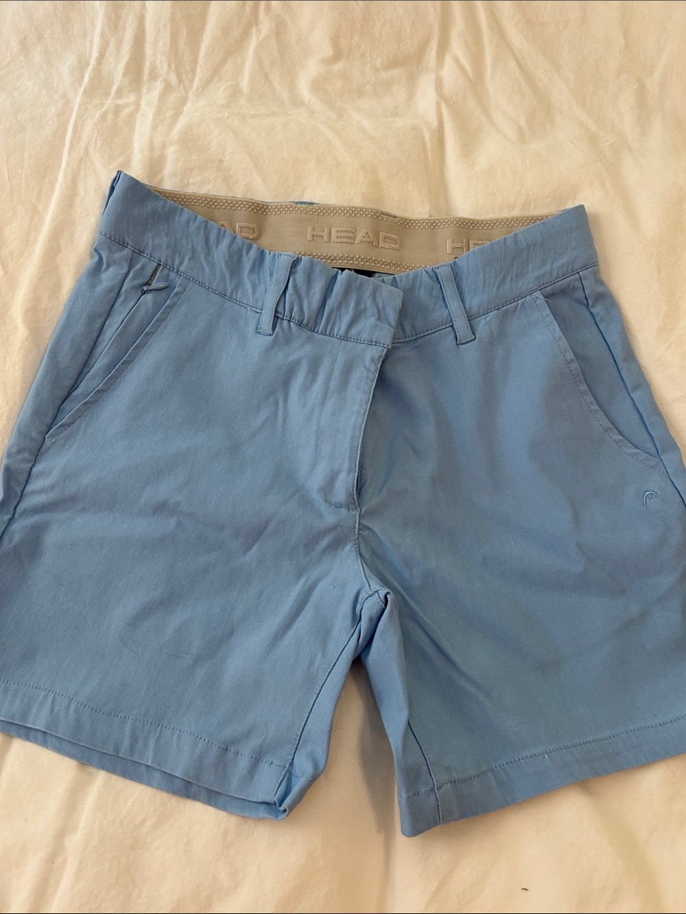 HEAD woman’s Sky Blue Flat-Front Athletic Shorts